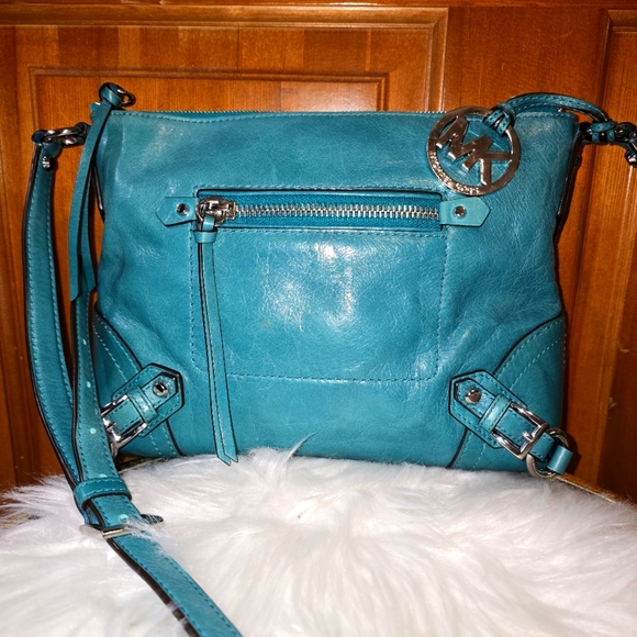 michael kors teal leather crossbody bag - Picture 1 of 7